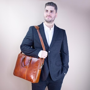 Porte-documents en cuir pour hommes, sac d'affaires personnalisé, sac de bureau look vintage, sac d'ordinateur portable 15", sac de bureau, sac d'avocat, cadeau
