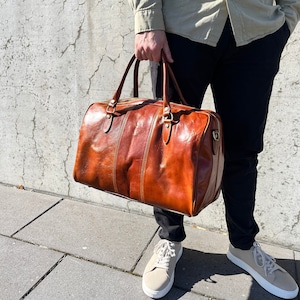 Leather travel bag, personalized duffel bag, leather weekender bag, leather gym bag, gift for him, gift for father, birthday gift