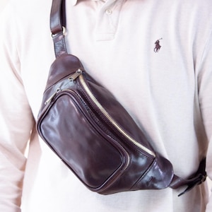 Leather fanny pack for men, belly bag, bum bag, belly bag, personalized crossbody bag, belt bag, birthday gift, handmade gift for men