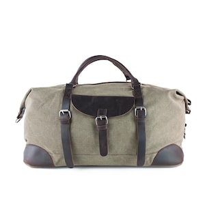 Canvas & leather travel bag, large personalized weekender, weekend bag, vintage sports bag, overnight bag, duffel bag, gift for dad