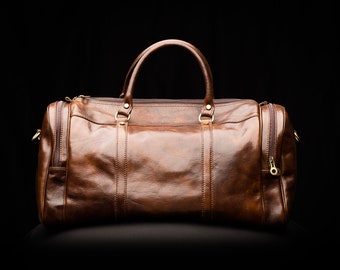 Leather travel bag, personalized duffel bag, leather weekender bag, leather gym bag, gift for him, gift for father, birthday gift