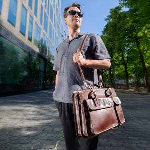 Leather briefcase for men, notebook bag, laptop bag, business bag, leather satchel, work bag, birthday gift, gift for men