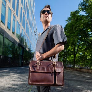 Leather briefcase for men, notebook bag, laptop bag, business bag, leather satchel, work bag, birthday gift, gift for men