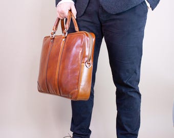 Leather briefcase for men, notebook bag, laptop bag, business bag, leather satchel, work bag, birthday gift, gift for men