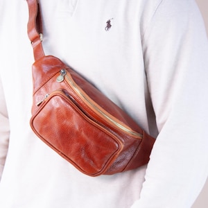 Leather fanny pack for men, belly bag, bum bag, belly bag, personalized crossbody bag, belt bag, birthday gift, handmade gift for men