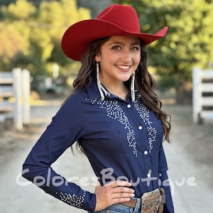 Navy blue western shirt best sale