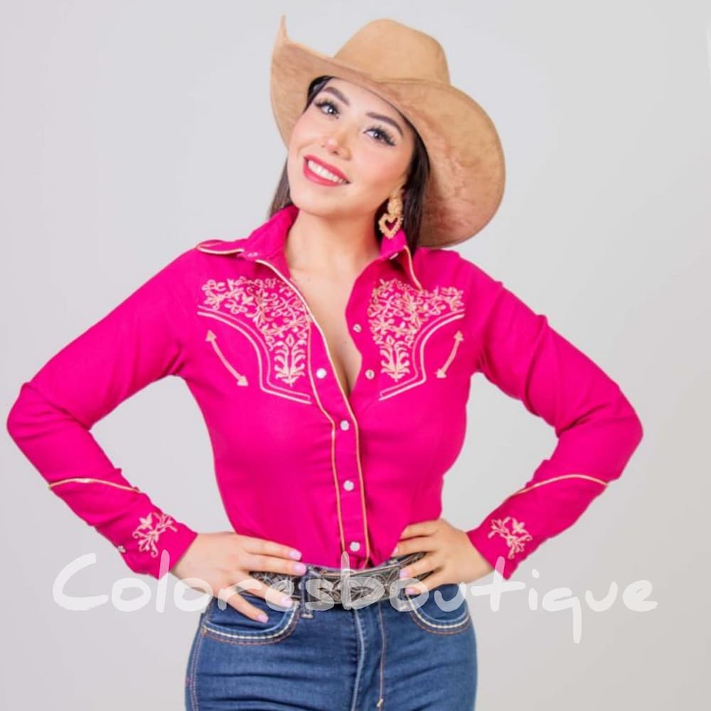 Rodeo Shirt, Woman Western Shirt, Cowgirl Shirt, Rodeo Queen Shirt, Embroidered Wester Shirt,Pink Western Shirt For Woman, Vaquera Shirt Boldblendtees
