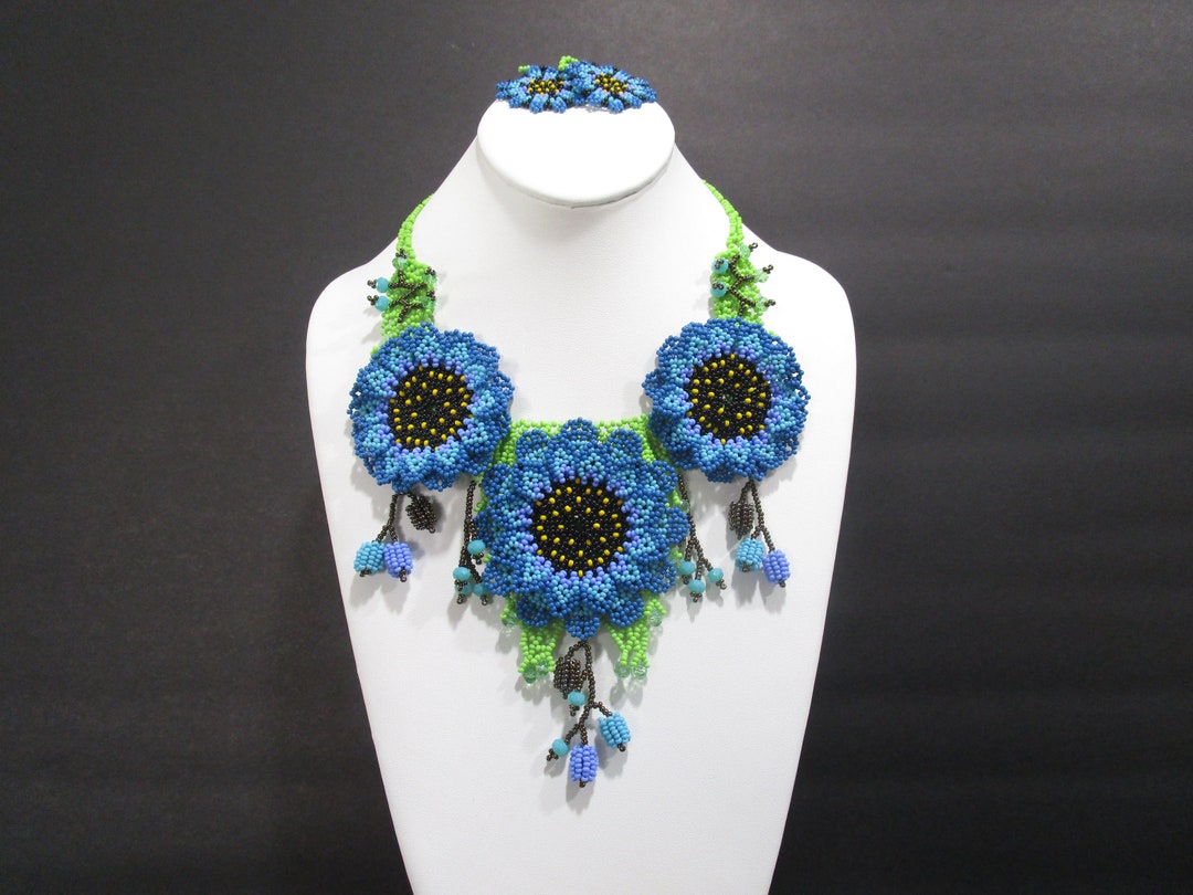 Mexico Bead Necklace Huichol Necklace Bead Necklace Huichol Etsy
