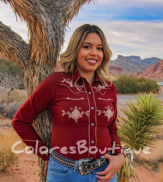 Embroidered Western Shirt, Western Shirt Women, Western Button up