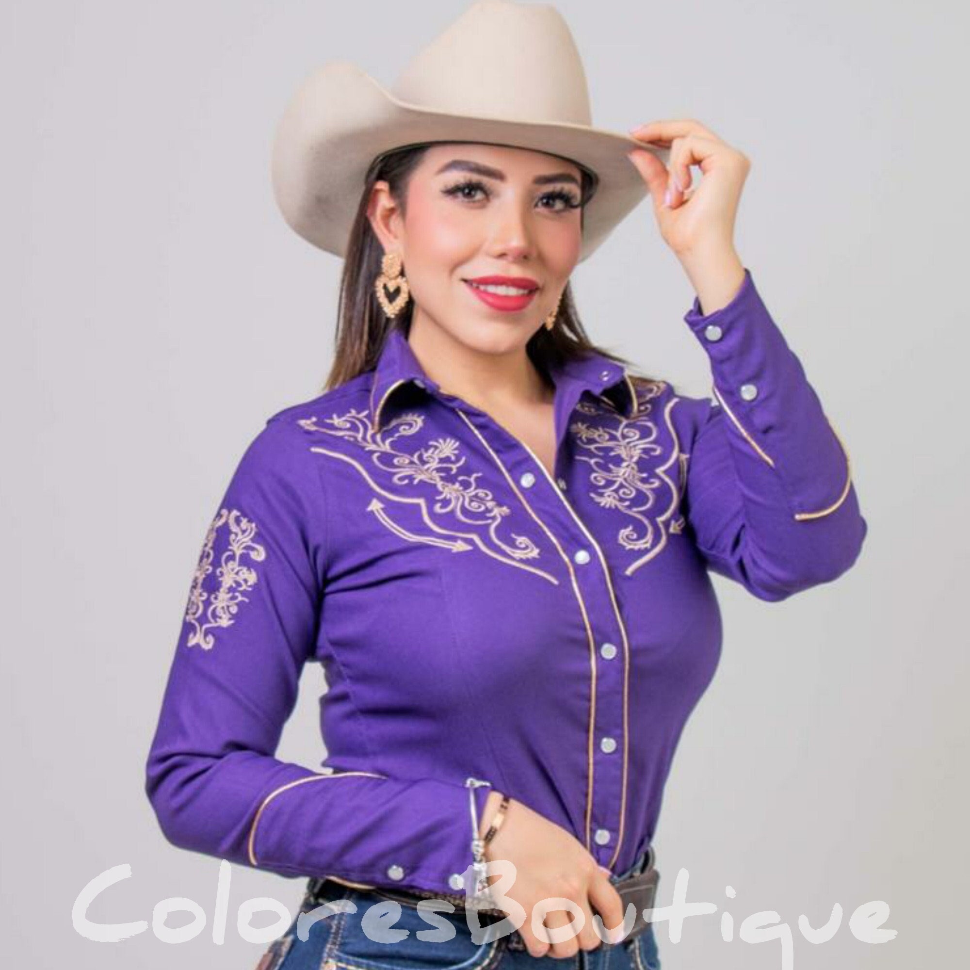 Purple western shop shirt womens