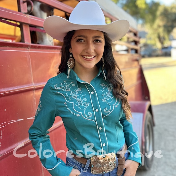 Teal Western Shirt, Western Shirts for Women, Womens Western Shirt, Vaquero  Girl Shirt, Western Women Button Down, Western Blouse for Women -   Sweden