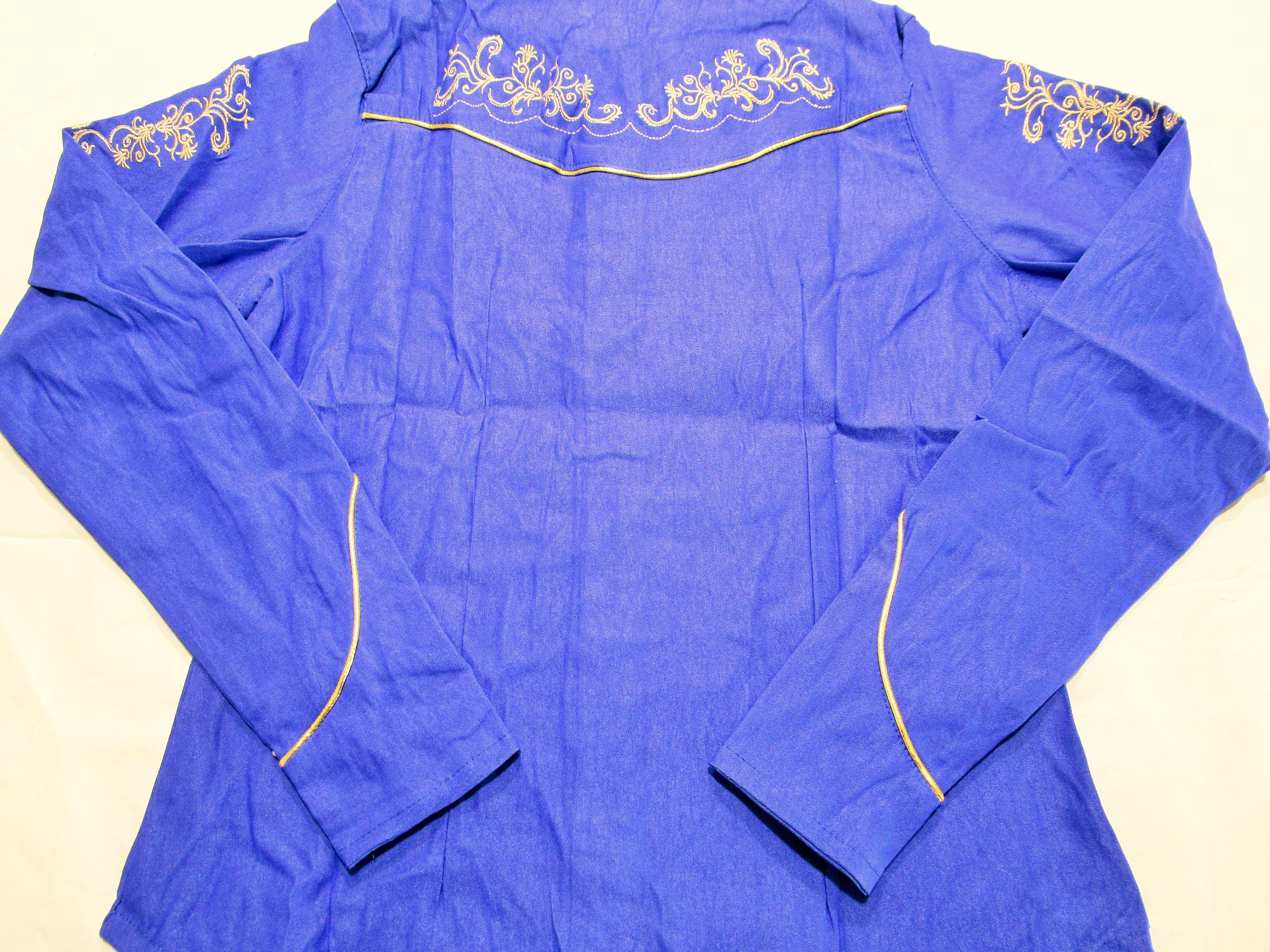 Royal Blue Western Shirt Embroidered Cowgirl Shirt Mexican - Etsy