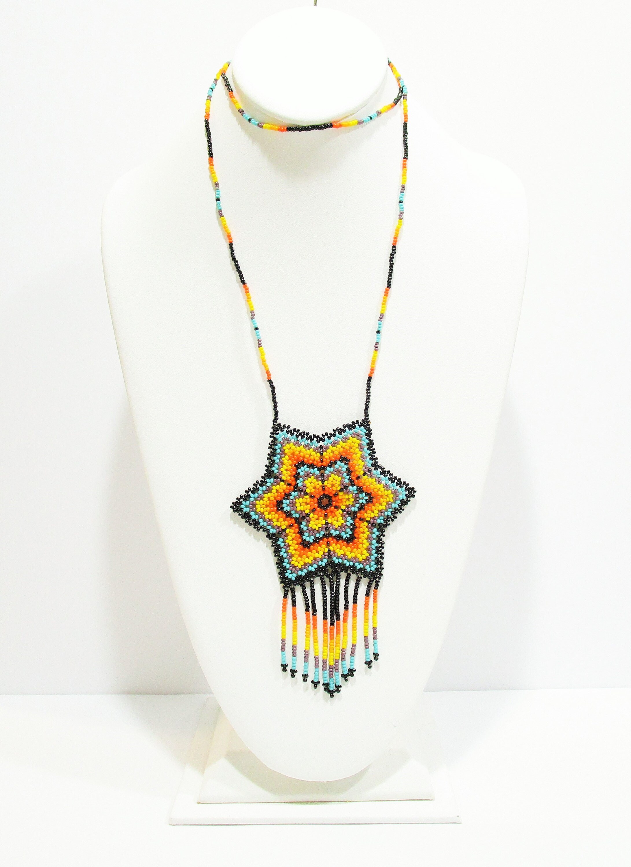 Huichol Bead Necklace Huichol Necklace Huichol Flower Etsy