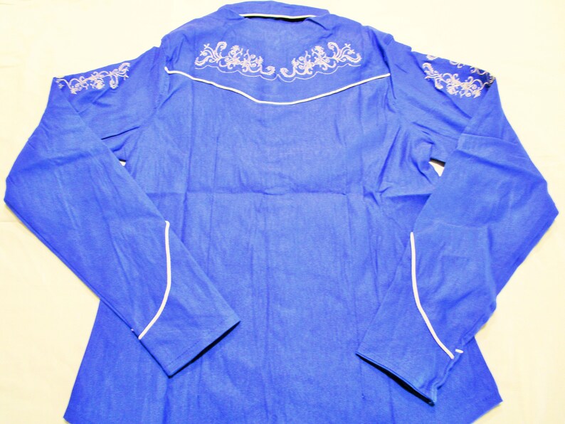 Royal Blue Western Shirt Embroidered Cowgirl Shirt Mexican - Etsy