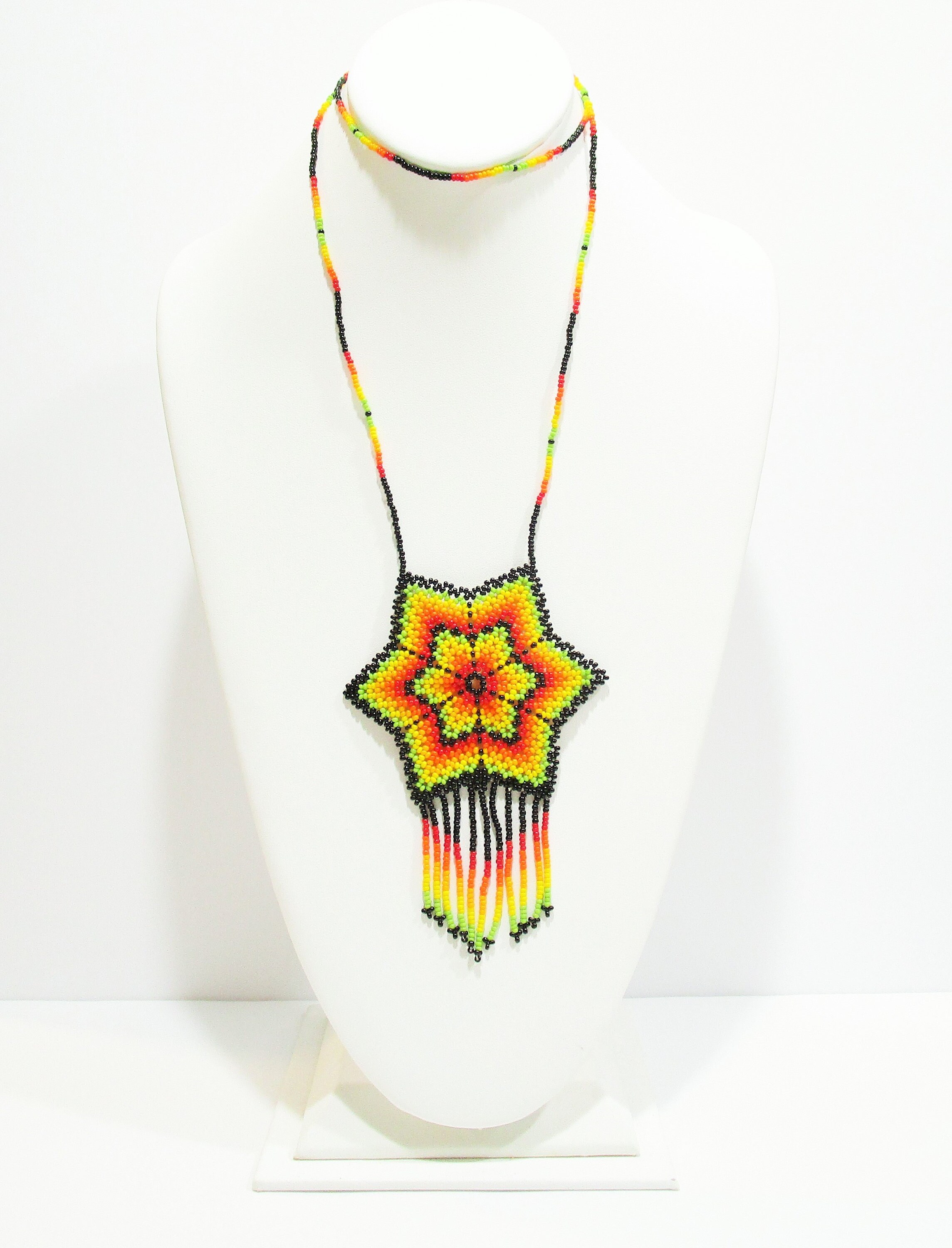 Huichol Bead Necklace Huichol Necklace Huichol Flower Etsy