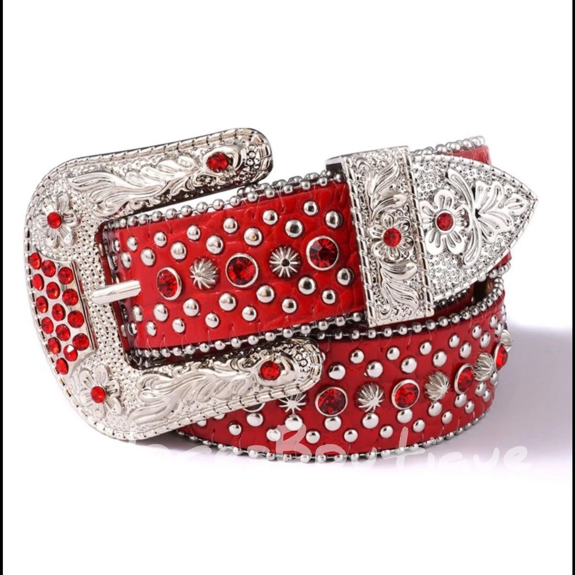 Western Rhinestone Buckle Belt Glitter Bling Rodeo Belt -  Denmark