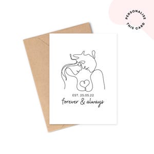 Tarjeta de aniversario personalizada / Para siempre / Tarjeta de amor / Tarjeta romántica para esposo, esposa, novio, novia / Aniversario personalizado