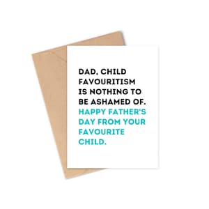 Tarjeta divertida del Día del Padre / Tarjeta de favoritismo infantil / Tarjeta para papá / Tarjeta de feliz Día del Padre