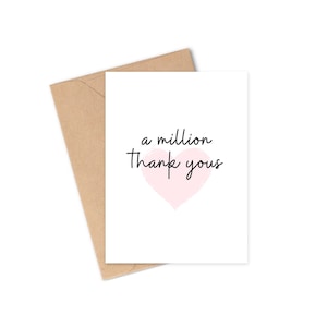 Un milione di biglietti di ringraziamento / Biglietto di ringraziamento, grazie / Grazie mamma, papà, amica, sorella, damigella d'onore / Biglietto di apprezzamento per qualsiasi occasione