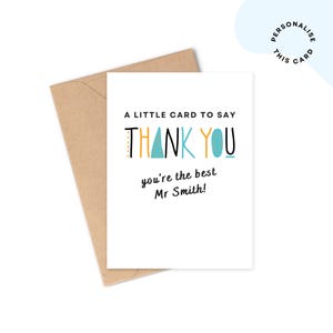 A Little Card To Day A Big Thank You | Thank You Teacher Card | End Of School Card, Teacher Appreciation Card | Personalised Teacher Cards