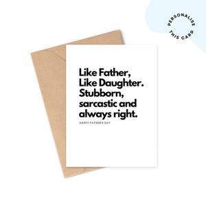 Like Father Like Daughter/Son Funny/Cheeky Card, Funny Father’s Day Card