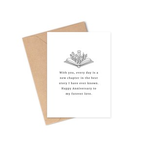 Minimalistische Jahrestagskarte für Partner | Romantisches Buch Liebe Zitat | Liebeskarte für Mann, Frau, Freund, Freundin | Jubiläumskarten