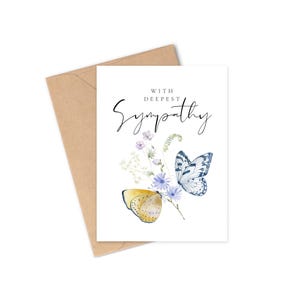 Butterfly Sympathy Card | Remembrance Card | In Loving Memory Memorial Card | Sympathy Card for Loss of a Loved One | Bereavement Card