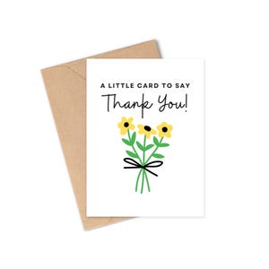 Sonnenblume Dankeskarte | Gerade eine kleine Karte, um ein großes Dankeschön zu sagen | Wertschätzungskarte | Helle Blumen Dankbarkeits-Karte | Dankeskarten