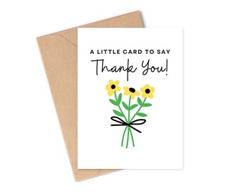 Tarjeta de agradecimiento con girasoles / Una pequeña tarjeta para agradecer / Tarjeta de agradecimiento con flores brillantes / Tarjetas de agradecimiento