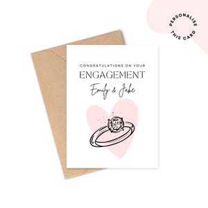 Tarjeta de compromiso personalizada / Tarjeta &quot;Felices para siempre&quot; / Tarjeta de felicitaciones por su compromiso / Tarjeta de anillo de compromiso simple