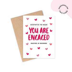 Personalised Engagement Card | Names Engagement Card | Congratulations on your Engagement | Cute Customised Engaged Card