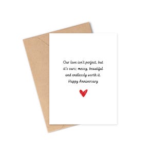 Real Love Quote Card for Partner, Husband, Wife | Messy and Beautiful Romance | Anniversary Card | Love Card | Perfectly Imperfect Love