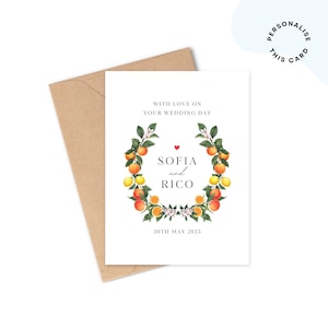 Carte de mariage italienne aux agrumes | Citrons et oranges vifs, carte de mariage d'inspiration méditerranéenne | Carte de mariage italienne personnalisée