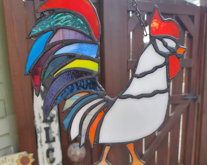 Stained Glass Suncatcher Stained Glass Rooster Suncatcher Window Décor Farm House Etsy