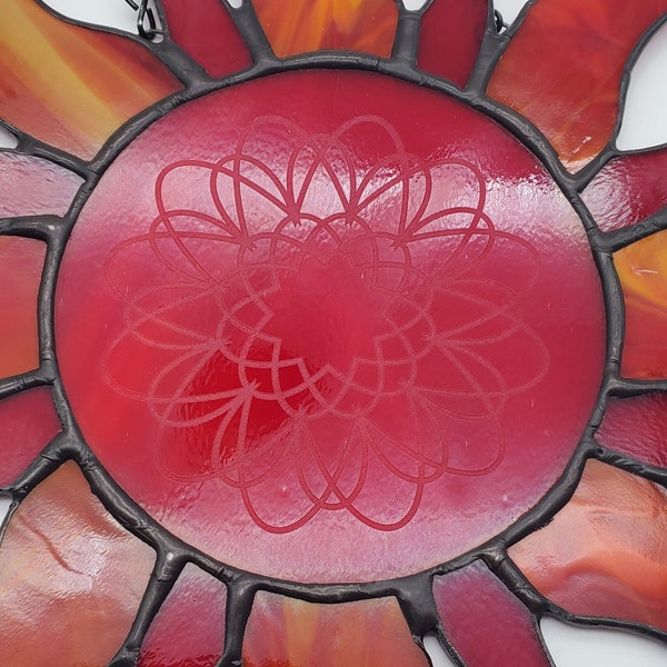 Sun Stained Glass Etched Mandala Sun-catcher Wall Decor Window Decor