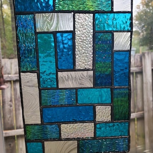 Stained Glass Panel Suncatcher Wall Hanging Home Decor Geometric Abstract