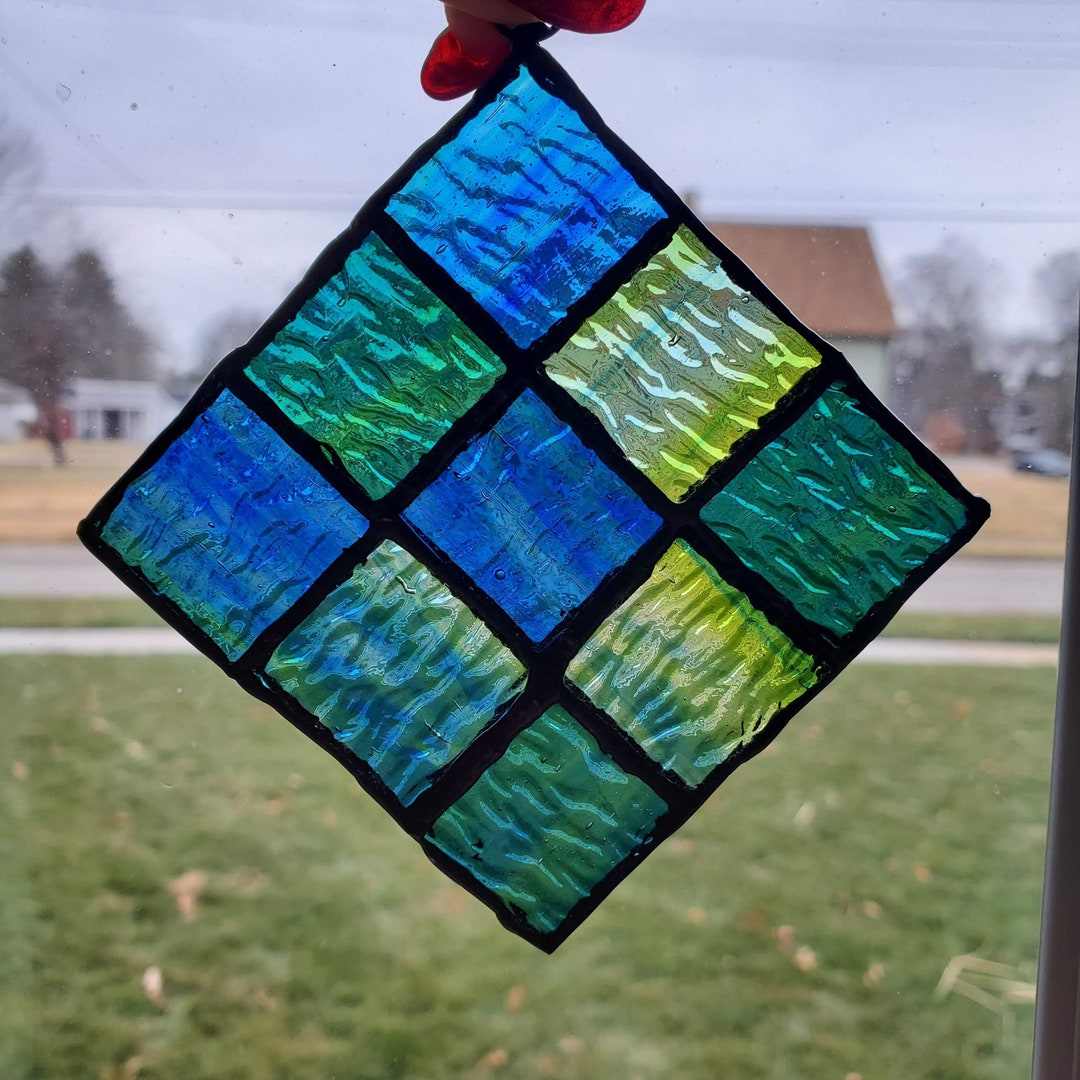 Stained Glass Panel Suncatcher Wall Hanging Home Decor Etsy