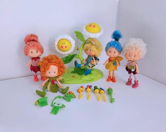 Vintage Herself The Elf Doll & Vanity Mega Lot | All 5 Friends w Wands | 1982 Mattel Flower Vanity and Complete Elf Collection