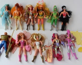 Vintage She-Ra HUGE Figure Lot 11 Dolls | Swift Wind Horse, Angella, Glimmer, Entrapta, Catra, Bow + 2 Books