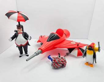 Vintage 1990s Kenner Batman Penguin Figure Lot | Umbrella Jet Vehicle & Commando | Retro 90s DC Action Toy Bundle