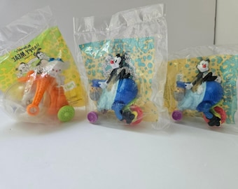 Vintage 1994 Animaniacs Happy Meal Toys Lot | 3 Factory Sealed Bags | Retro McDonald's Pinky Brain Mobile, Yakko Ralph