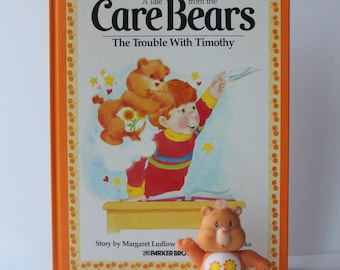 Vintage 80s Care Bears Friend Bear Figurine & Storybook Set