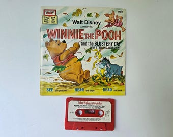 Vintage Winnie the Pooh Blustery Day Read Along | 24 Page Book & Cassette Tape | Retro Disney Sterling Holloway Audio Set