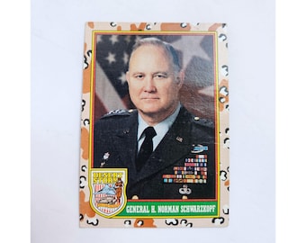 Vintage 1991 Topps Desert Storm Trading Card | Gen Norman Schwarzkopf | Retro 90s Military History Ephemera Collectible