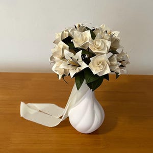 Origami Bridal Bouquet, Paper Wedding Flowers: Champagne White Lilies