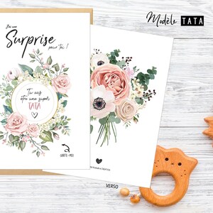 Carte a gratter - Annonce grossesse - Tu vas etre mamie , cousine, tata - theme floral