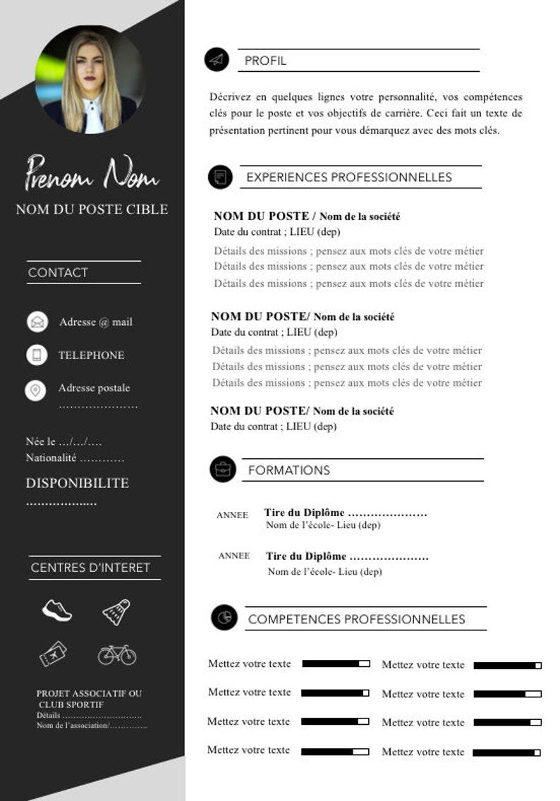 2 Modelos CV Gráficos en francés / 2 versiones
