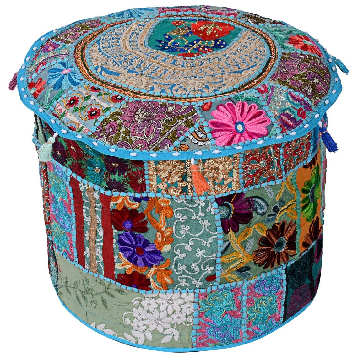 Indian pouf ottoman cover footstool bohemian cotton pouf Etsy