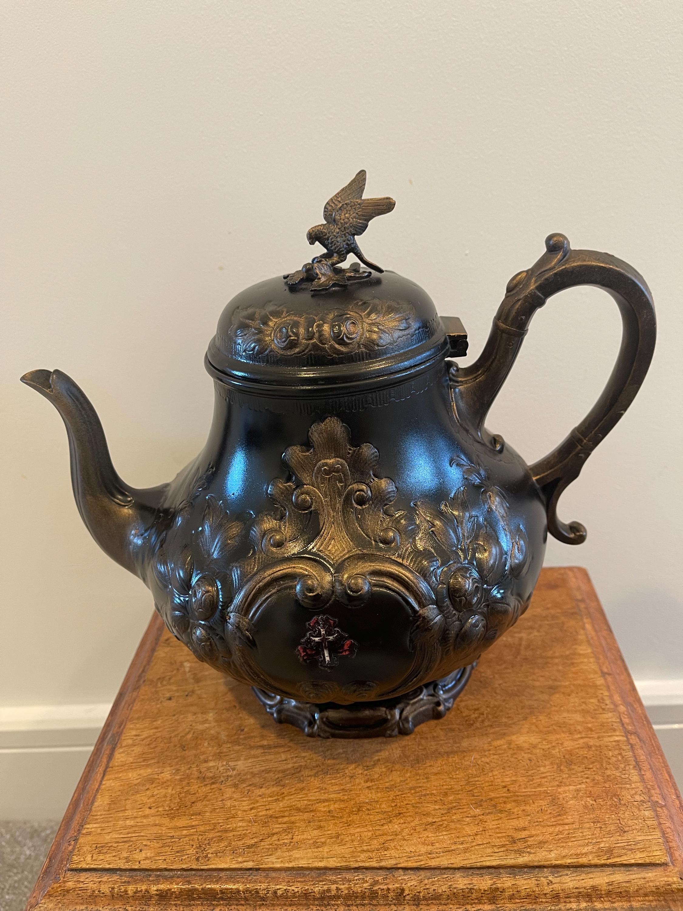Gothic Tea Set Black & Bronze • Victorian Style Ornate Teapot