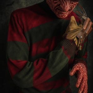 Freddy Krueger Sweater Hand Distressed Horror Jumper Halloween Costume Top Nightmare on Elm Street Inspired Cosplay